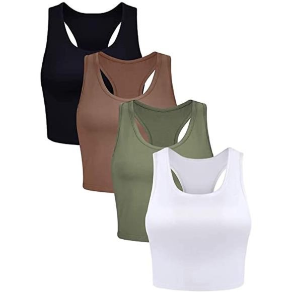 4 Pieces Basic Crop Tank Tops Sport - Picture 1 of 7